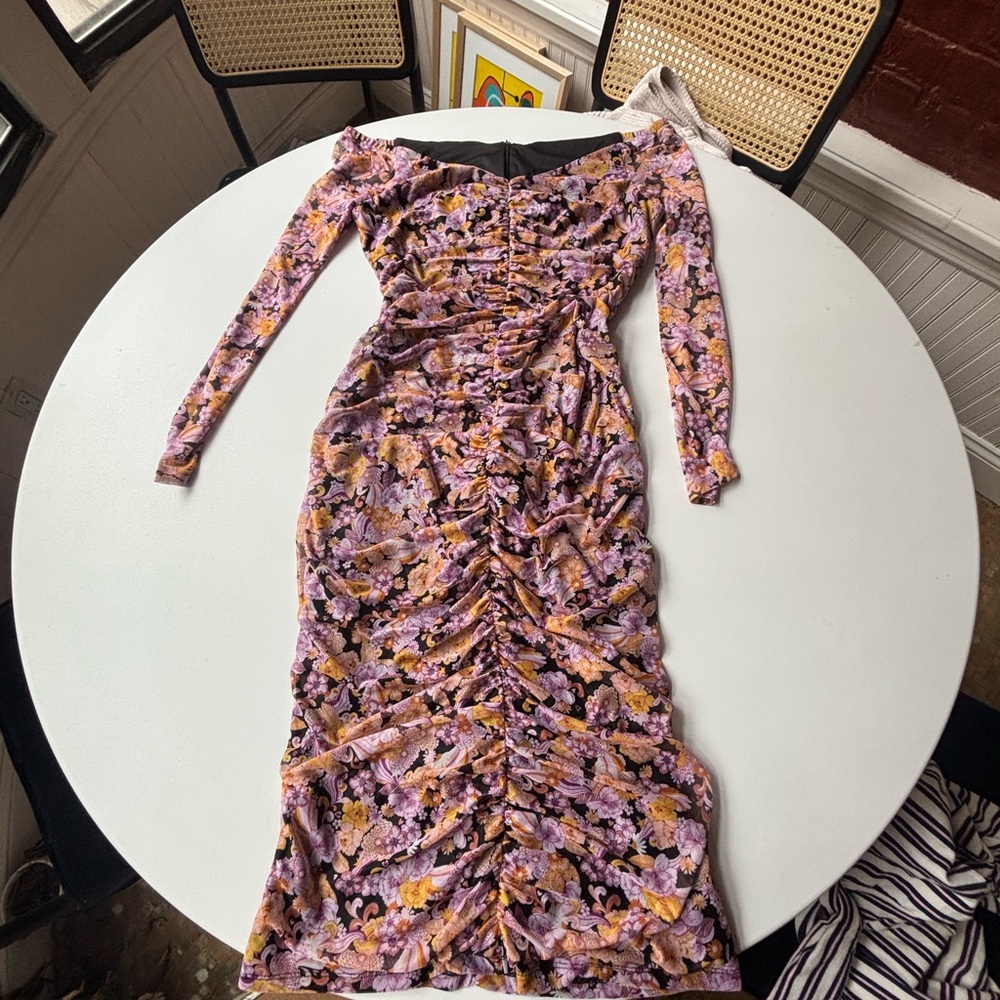 Laundry By Shelli Segal Purple Floral Midi Dress